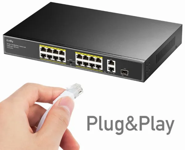 POE SWITCH 16+2 port